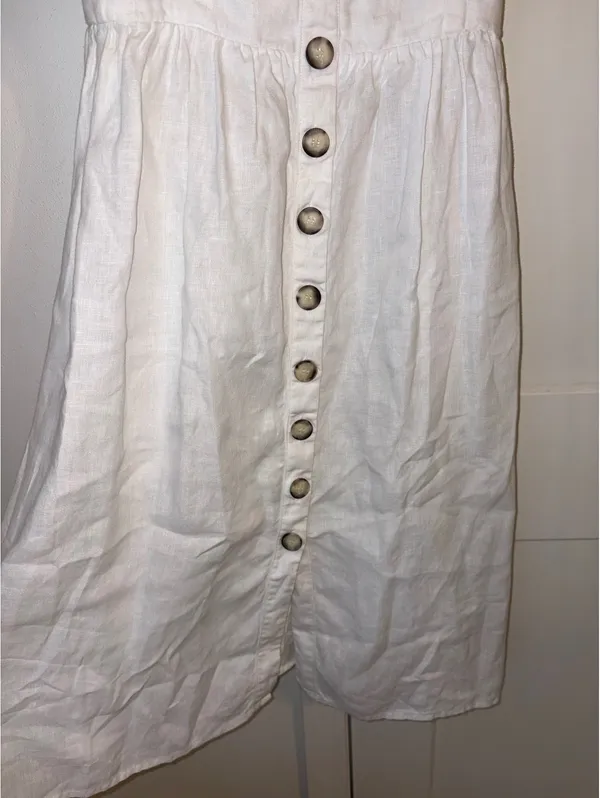 Reformation Velma $198 100% Linen Small White Button-Front Midi Dress Straps - Image 4