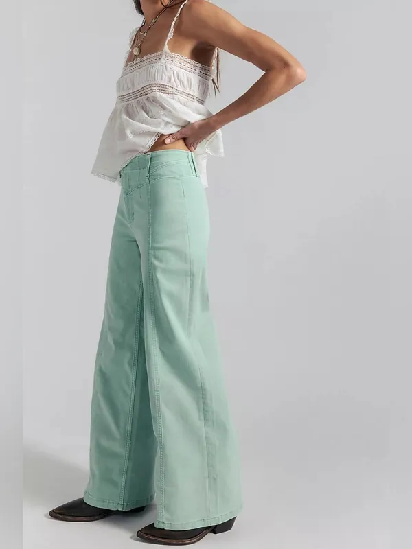 NWT Free People We The Free Libre Wide-Leg Jeans - Cameo Green Turquoise - 27 - Image 5