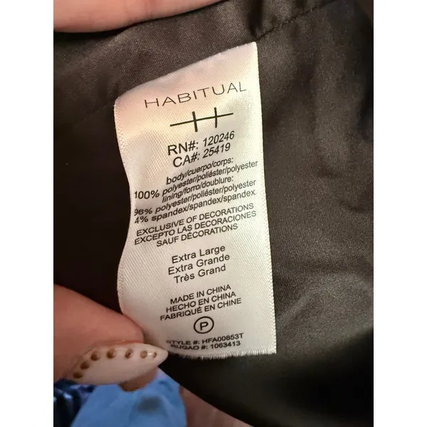 Habitual Black Metallic Shimmer V-Neck Camisole Top XL Adjustable HFA00853T - Image 5