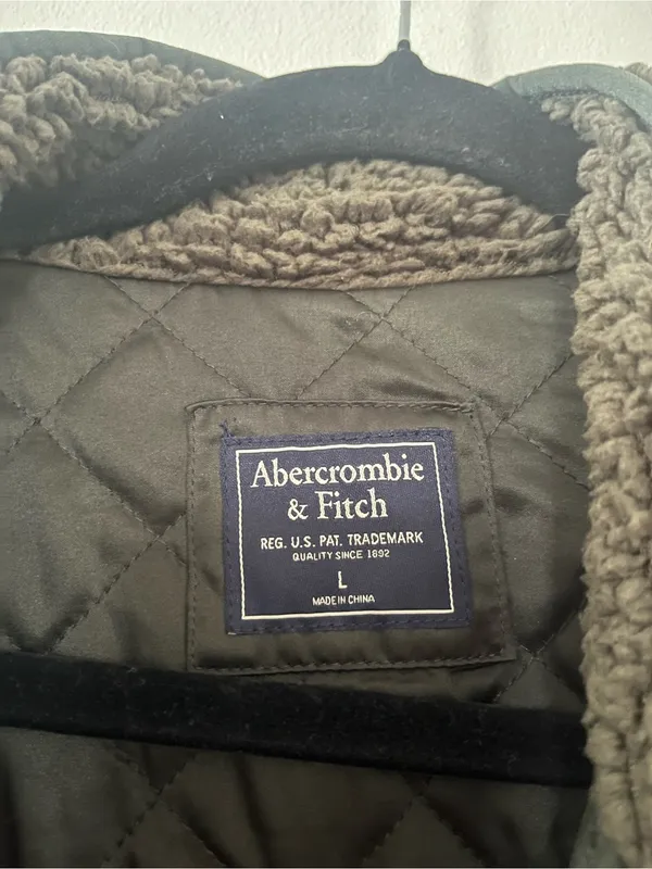 Abercrombie Olive Green Sherpa Teddy Fleece Jacket Large Full Zip Travel Casual - Image 5