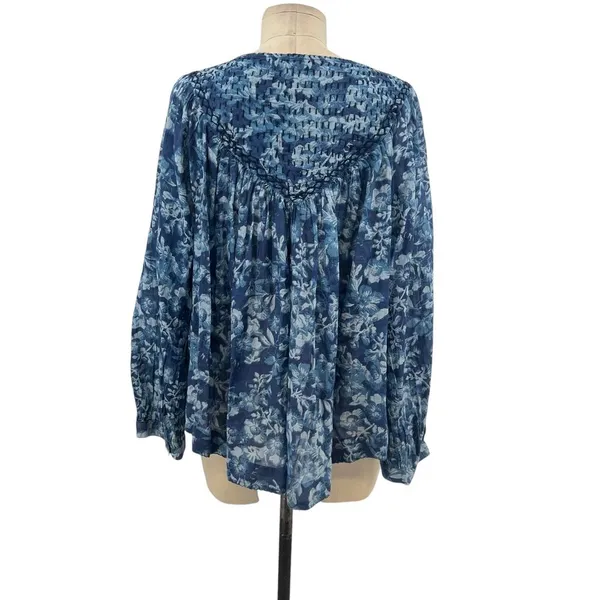 Free People Cool Meadow Printed Top Denim Combo‎ Blue Floral Size XS - Image 10