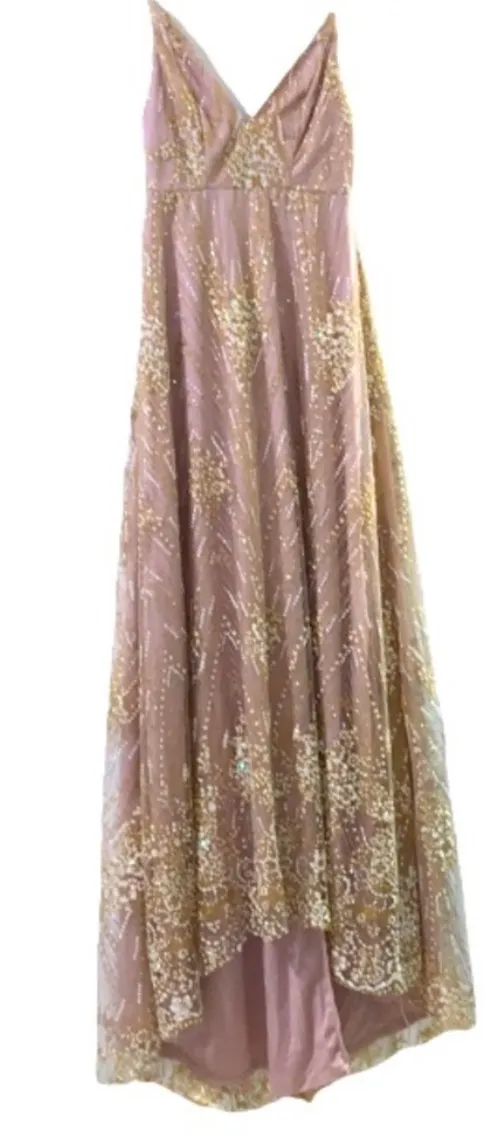 Showpo DRESS IN PINK AND GOLD SPARKLE - Image 4