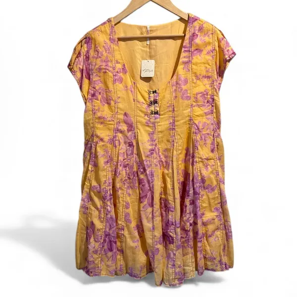 Free People dress Sully NEW floral blooms pink orange sunshine combo lined - Image 6