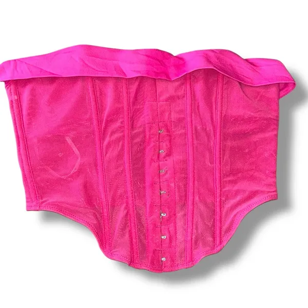 White Fox Hope Pink Mesh Corset Tube Top Size S A23 - Image 2