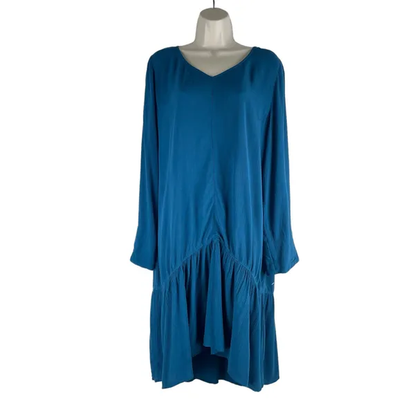 Soft Surroundings Mirabella Moroccan Ruffle Dress Lagenlook Teal Size M - Image 4