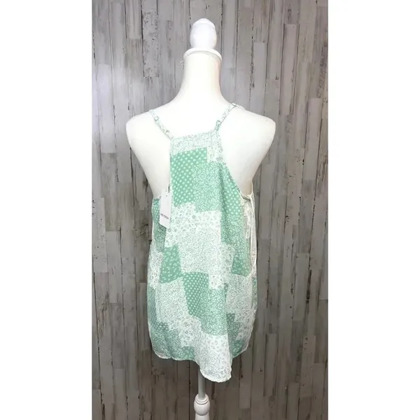 Heyson Women's Medium Floral Patchwork Tank Top Mint‎ Green Sleeveless V-Neck - Image 6
