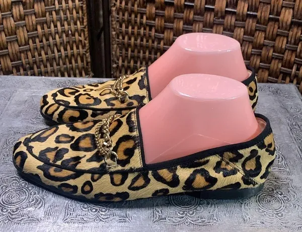 Sam Edelman Pony Hair Leopard Print Loafers Size 8.5M - Image 2