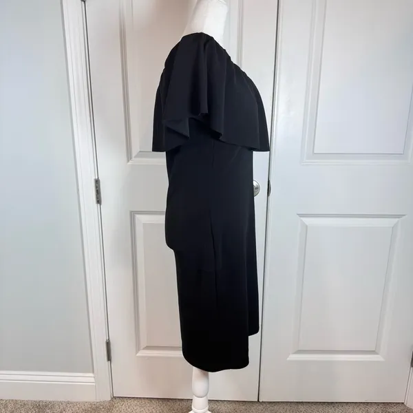 Almost Famous Black Off Shoulder Ruffle Sheath Dress XL Classic Cocktail LBD - Image 2