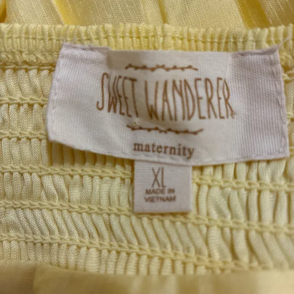 Sweet Wanderer Yellow Pleated Puff Sleeve Maternity Knee Length Dress XL - Image 8