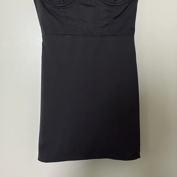 Lulus Perfected Aesthetic‎ Black Satin Ruffled Bustier Mini Dress Size S - Image 5