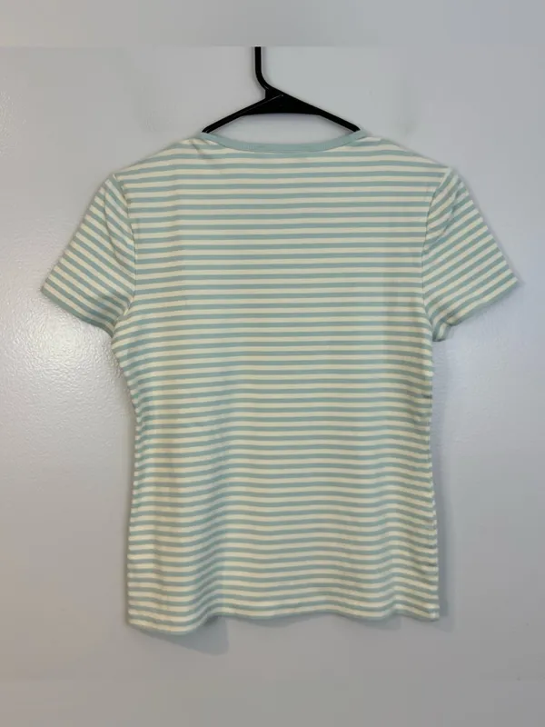 Ralph Lauren Black Label Striped Stretch Cotton Crewneck Tee Blue/Ivory Medium - Image 9