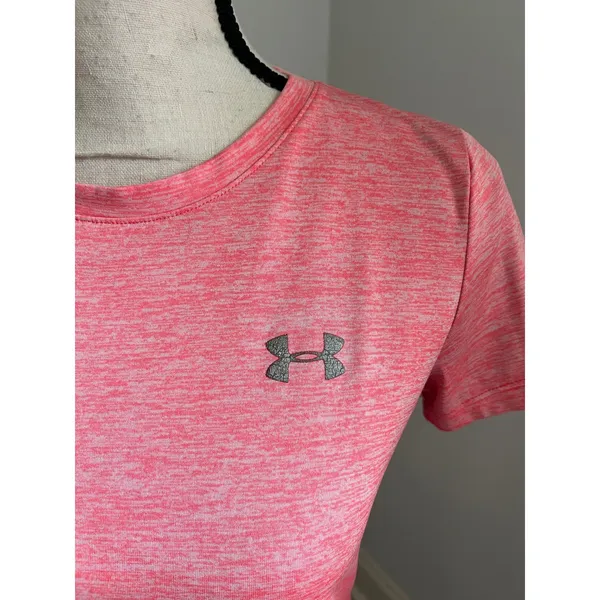 Under Armour HeatGear Tee Womens XS Pink Heather Space‎ Dye Short Sleeve T-Shirt - Image 3