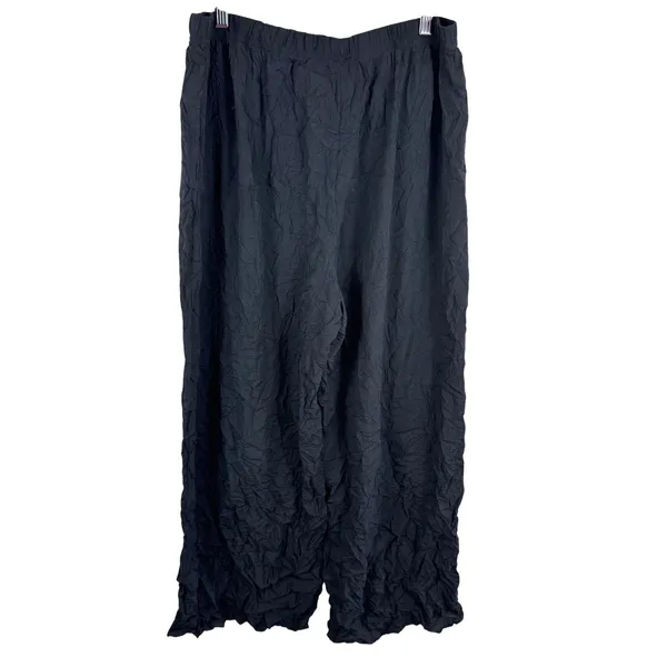 Olivia by Habitat Clothes Womens Large Black Crinkle Crepe Travel Pant Relaxed - Image 2