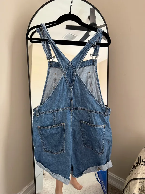 We The Free Blue Denim Short Overalls - Image 5