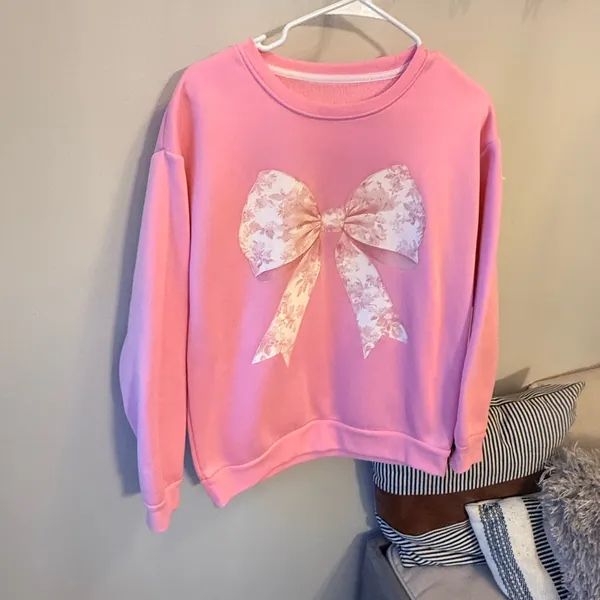 Blush Pink Bow Coquette Sweater Size Small - Image 6