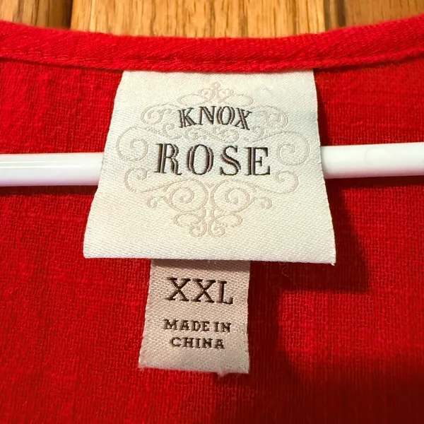 Knox Rose‎ Womens XXL Red Lace Bell Sleeve Tie Front Button Down Boho Blouse - Image 3