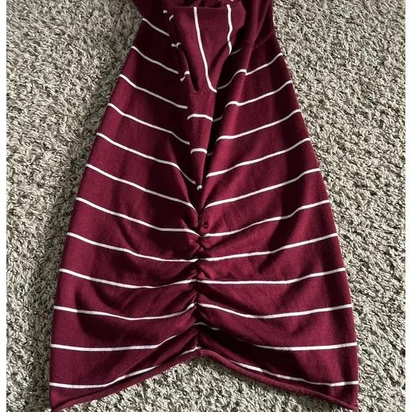 Pink Rose Cowl Neck‎ Quater Sleeve ruched Maroon/white strip sweater size large - Image 7