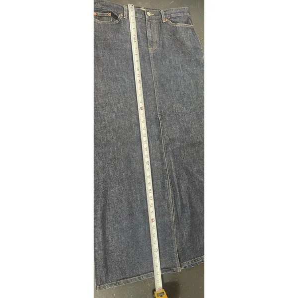 GAP Jeans Stretch Denim Maxi Skirt Size 6 Dark Wash Long Modest Y2K Style Slit - Image 7