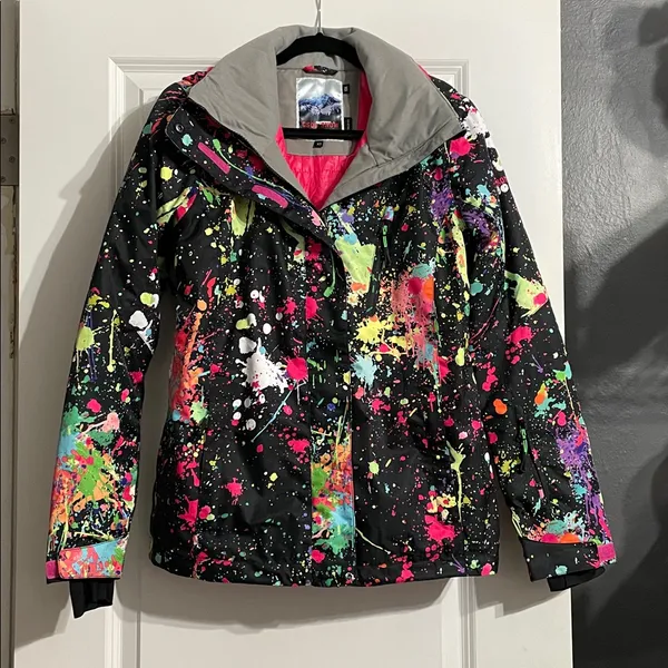 GSOU SNOW Paint Splatter Snowboarding Insulated Jacket Size XS Regular Fit NWOT - Image 10