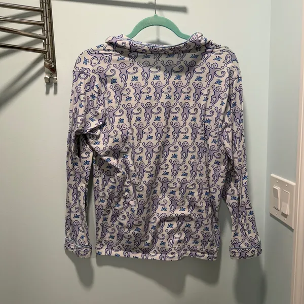 Roller rabbiot Monkey Pajama Top XS Purple Long Sleeve Button Down Sleepwear‎ - Image 3