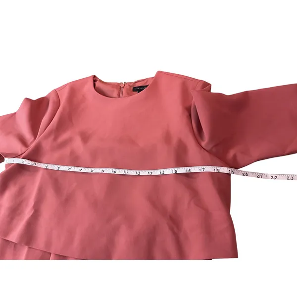 Ann Taylor Sheath Dress Coral Pink‎ Crew Neck Short Sleeve Size 6 - Image 9