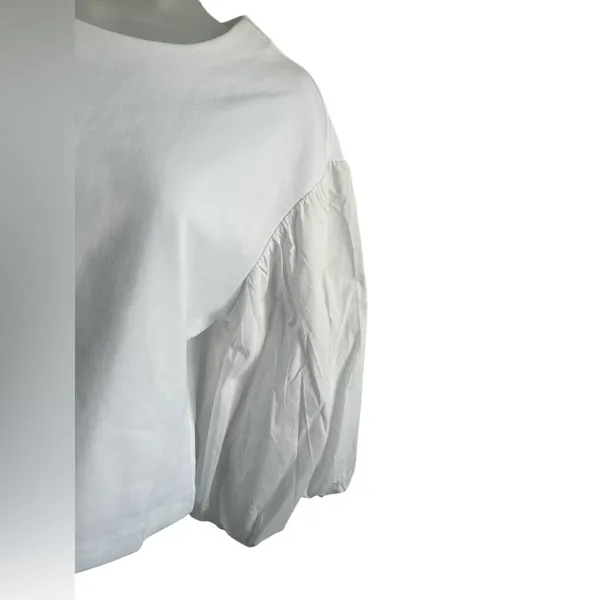 NWOT English Factory Balloon Sleeve Crew Neck Blouse White Size Medium - Image 4