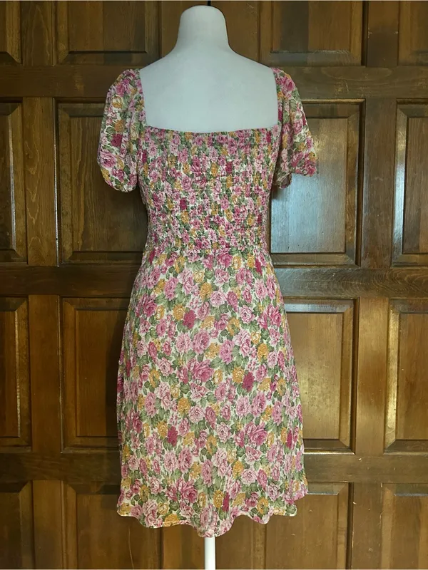 NWT Princess Polly Nakita Mini‎ Dress Pink Floral Smocked Cutout US 12 / AU 16 - Image 4