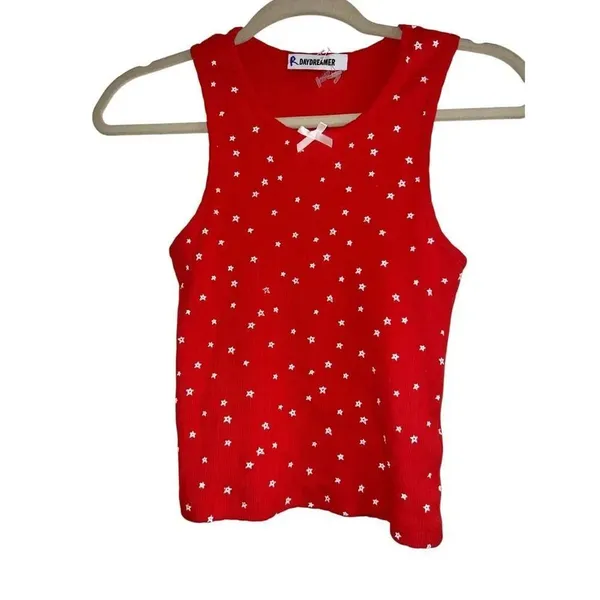 ✨Daydreamer Red Bow Tank Sz Small Top with White Stars✨ - Image 4