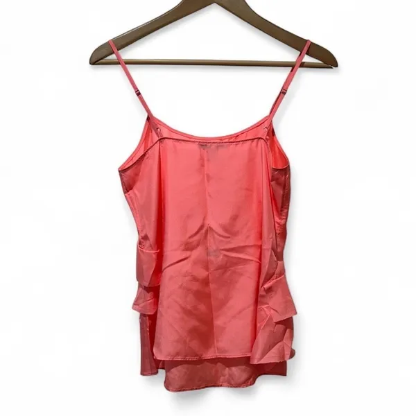 Banana Republic Silk Ruffle Cami Tank Top Coral Pink XS‎ Adjustable Y2K Casual - Image 2