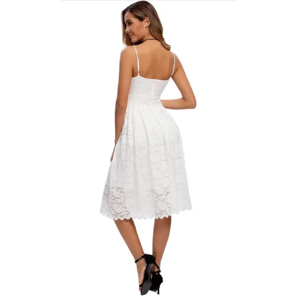 NEW White Lace Dress Cocktail Formal Wedding Graduation M - Image 3