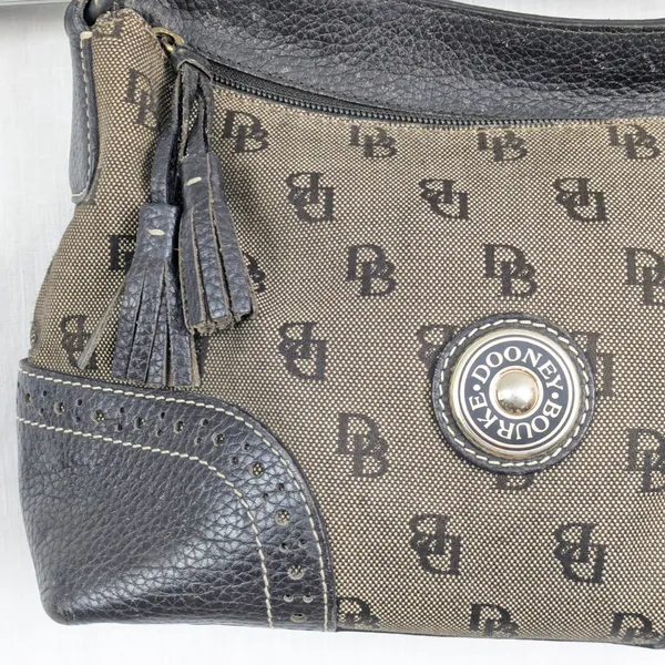 Dooney & Bourke Signature Leather & Canvas Shoulder Bag - Image 11