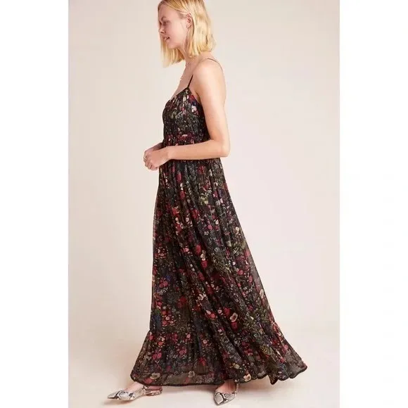 Anthropologie PAYAL JAIN Massima Pleated Floral‎ Maxi Dress Romantic Small - Image 5
