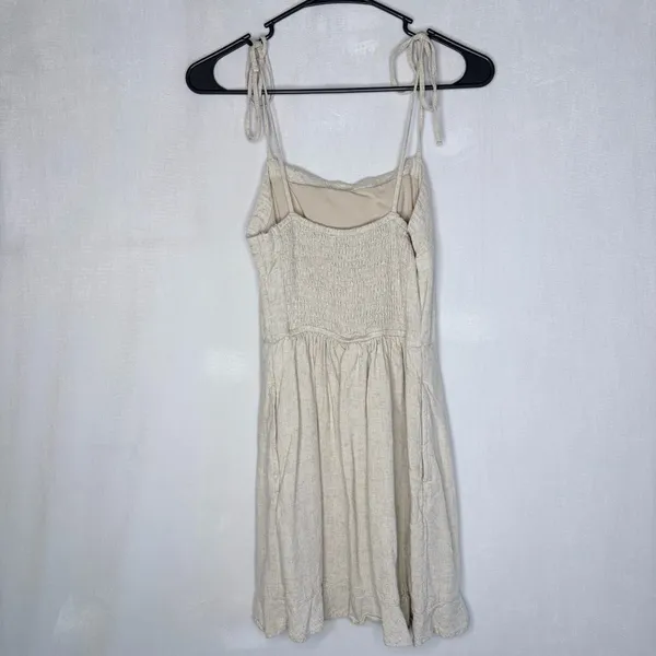 Abercrombie‎ & Fitch Cream Linen Blend Mini Dress - Image 8
