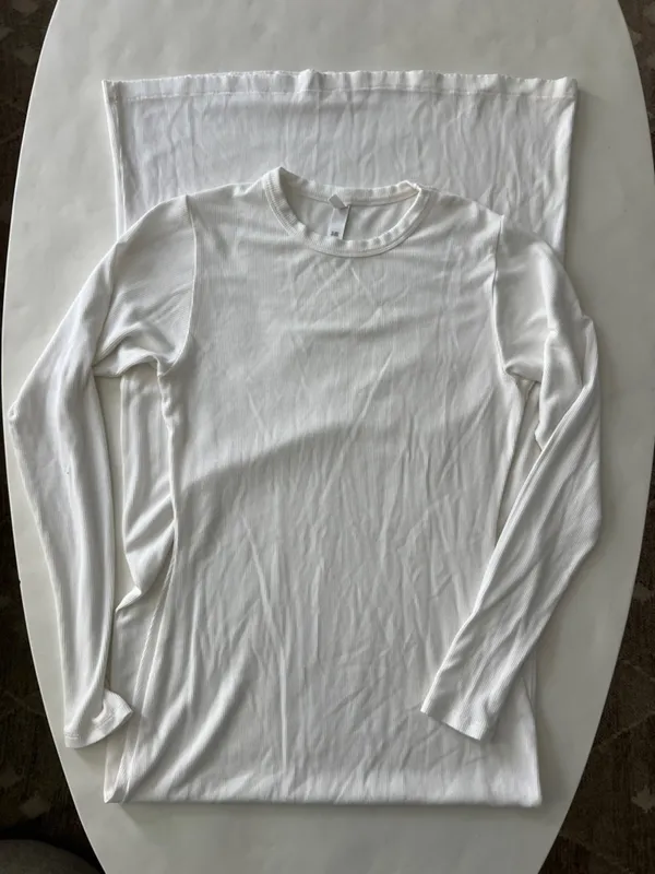 Skims Soft Lounge Long Sleeve Crew Neck Long Maxi Dress In Marble White Xl $200 - Image 4