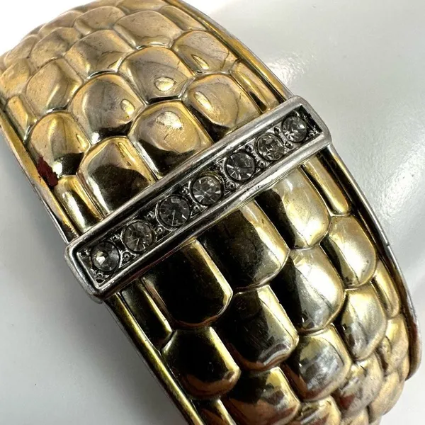 Gold tone rhinestone hinged bangle bracelet - Image 5