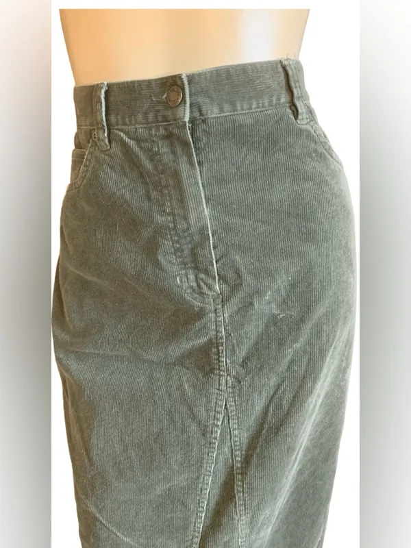 Jones New York Sage Green Corduroy Cotton Blend Maxi Skirt (10) - Image 7
