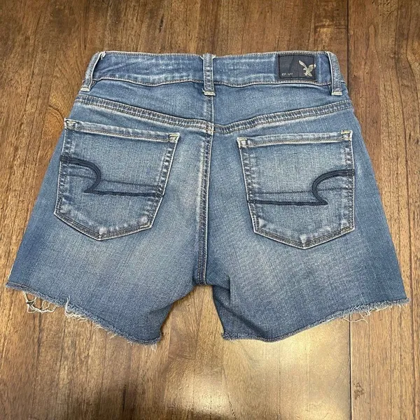 American Eagle Hi Rise Shorties Jean Shorts - Image 3