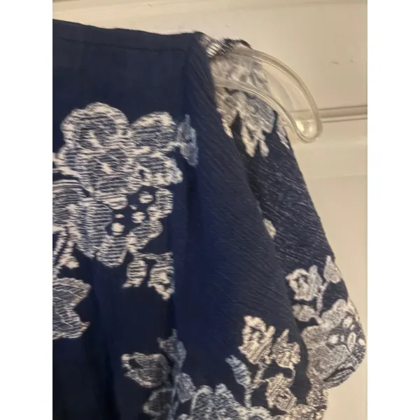 Lulus‎ Navy Blue Floral Maxi Wrap Dress Short Sleeve V-Neck Rayon XS - Image 3
