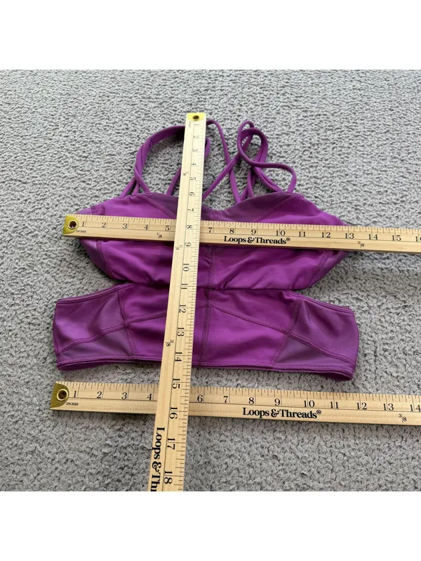 Lululemon Strappy Back Longline Sports Bra Purple Magenta Womens Small 6 Gym - Image 3