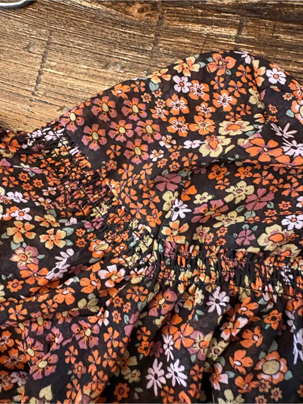 Free People Bonnie Mini Dress Medium Dusk Combo‎ NWT Floral Ruffle Smocked Boho - Image 11