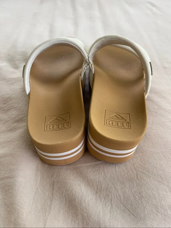 Reef Kaia 2-Bar Platform Slide Sandals White/Tan - Size 7 - Image 5