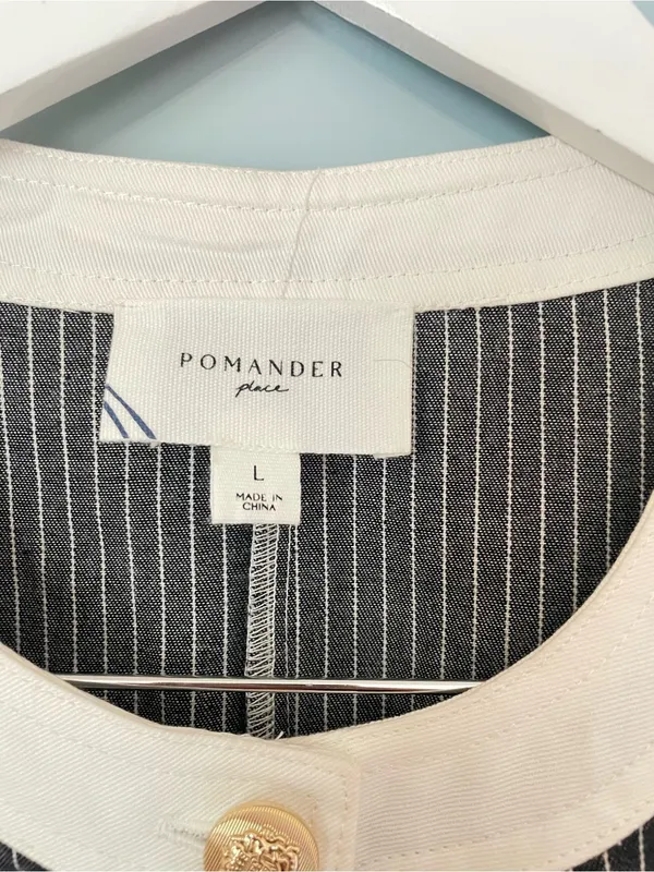 Tuckernuck Pomander Place Voileta Black Stripe Mini Dress Size Large - Image 5