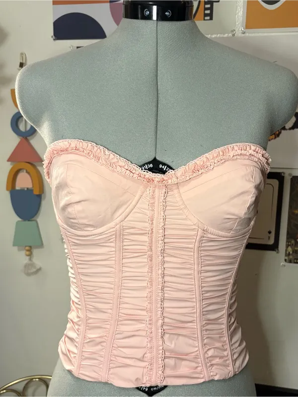 White Fox Don’t Judge Me Strapless Bustier Top Baby Pink XS NWT - Image 2