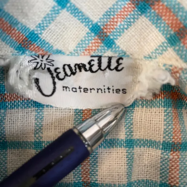 Jeanette Maternities Blouse Women S/M Blue Orange Plaid Top Maternity Boho EUC‎ - Image 6