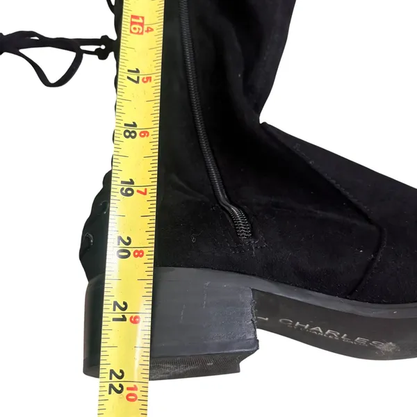 Charles by Charles David Black Faux Suede Lace Up Over The Knee Boots Size 7 - Image 10