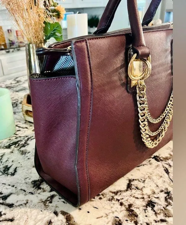 JustFab Bradley Satchel Plum Handbag 👜 - Image 5