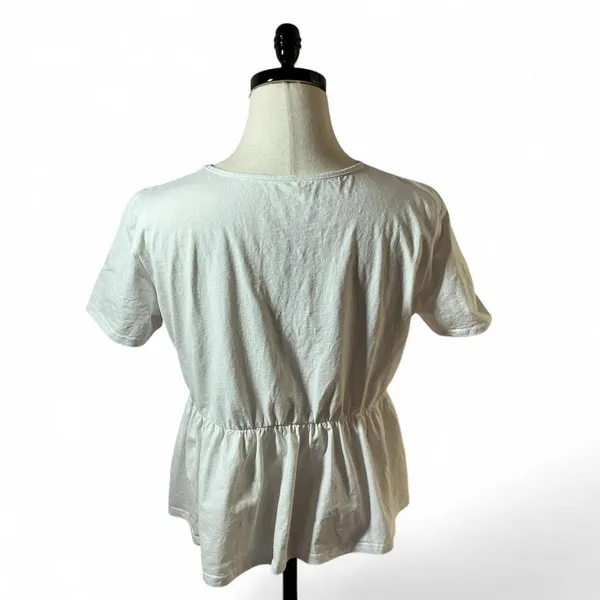 Journey Five White Floral Embroidered Peplum Tunic Top‎ Boho - Image 2