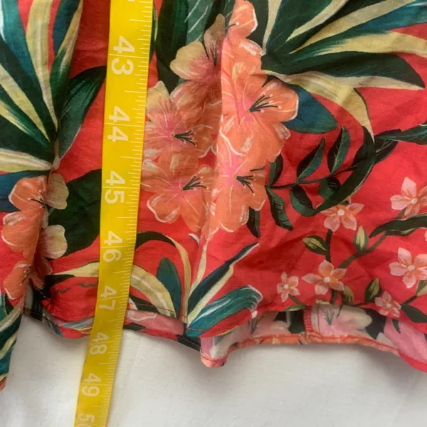 FARM Rio size large pineapple bloom midi dress pink green puff sleeve floral - Image 9