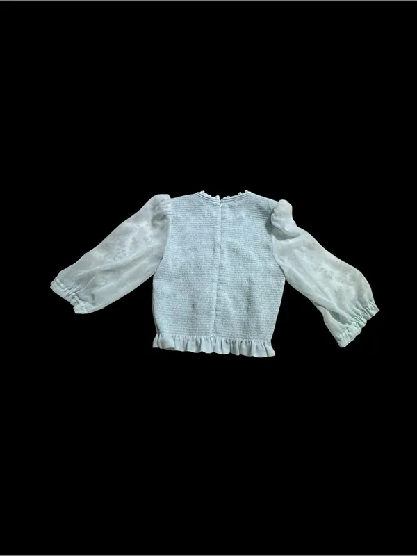 Wilfred Pale Blue Smocked Blouse with Ruffle Hem - Image 3