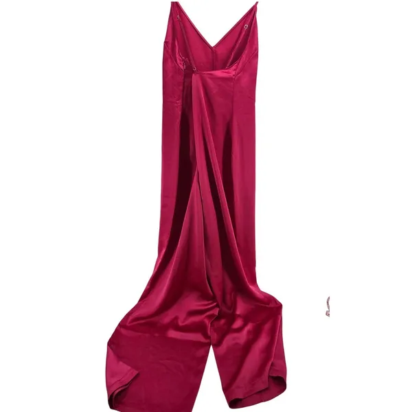 Victoria's Secret Jumpsuit Womens M 407875-EQU Pink Satin Wide Leg EUC - Image 2